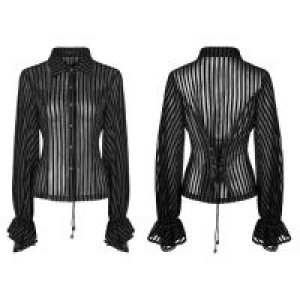  Steampunk transparent striped shirt Punk Rave WY-823CCF/BK -  