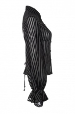  Steampunk transparent striped shirt Punk Rave WY-823CCF/BK -  