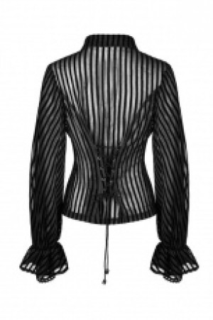  Steampunk transparent striped shirt Punk Rave WY-823CCF/BK -  