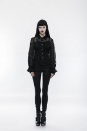  Steampunk transparent striped shirt Punk Rave WY-823CCF/BK -  