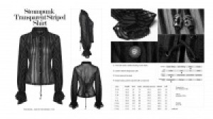  Steampunk transparent striped shirt Punk Rave WY-823CCF/BK -  