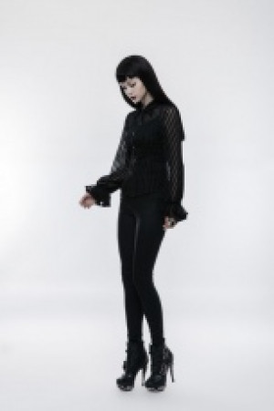  Steampunk transparent striped shirt Punk Rave WY-823CCF/BK -  