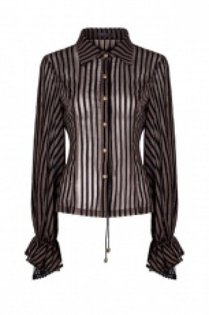     Steampunk transparent striped shirt Punk Rave WY-823CCF/CO /  / -  