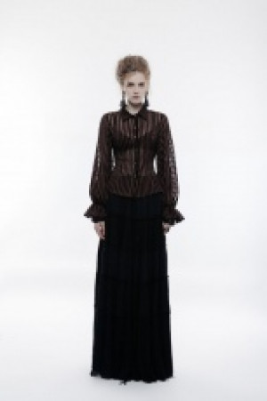     Steampunk transparent striped shirt Punk Rave WY-823CCF/CO /  / -  