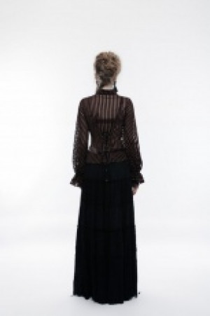     Steampunk transparent striped shirt Punk Rave WY-823CCF/CO /  / -  
