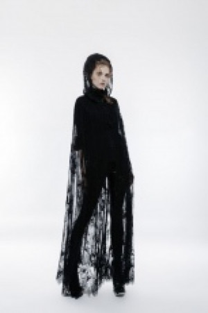  Gothic transparent lace long cloak Punk Rave WY-825DPF/BK -  