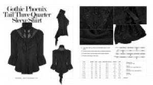  Gothic phoenix tail three quarter sleeve shirt Punk Rave WY-830CCF/BK -  