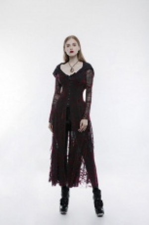  Gothic flame long coat Punk Rave WY-836LCF/BK-RD -  