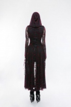  Gothic flame long coat Punk Rave WY-836LCF/BK-RD -  