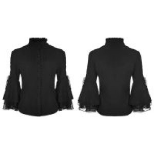  Gothic Cropped Sleeves Shirt Punk Rave WY-859CCF/BK -  