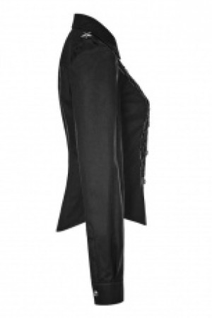  Military Uniform Buttonhole Loop Long Sleeve Shirt Punk Rave WY-883CCF/BK -  