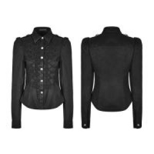  Military Uniform Buttonhole Loop Long Sleeve Shirt Punk Rave WY-883CCF/BK -  