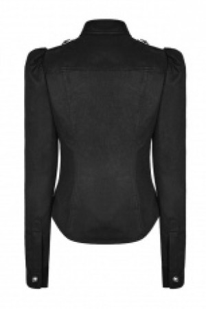  Military Uniform Buttonhole Loop Long Sleeve Shirt Punk Rave WY-883CCF/BK -  