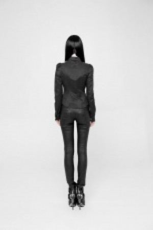  Military Uniform Buttonhole Loop Long Sleeve Shirt Punk Rave WY-883CCF/BK -  