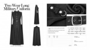  Two Wear Long Military Uniform Cloaks Punk Rave WY-885DPF/BK -  