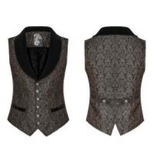  Gothic Dark Gold Jacquard Vest Punk Rave WY-938MJM/BK-BN -  