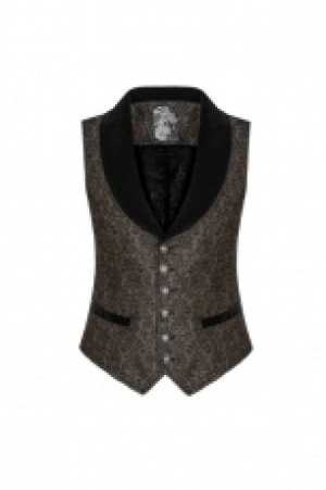  Gothic Dark Gold Jacquard Vest Punk Rave WY-938MJM/BK-BN -  