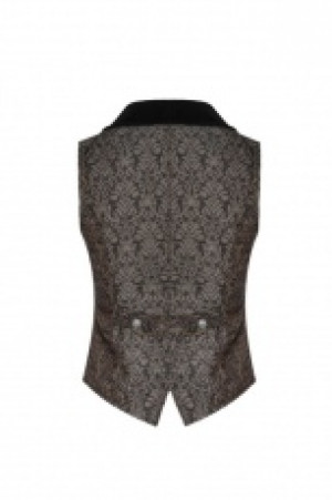  Gothic Dark Gold Jacquard Vest Punk Rave WY-938MJM/BK-BN -  