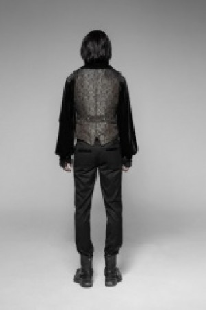  Gothic Dark Gold Jacquard Vest Punk Rave WY-938MJM/BK-BN -  