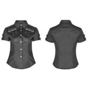  Military Short Sleeve Shirt Punk Rave WY-954CDF/BK -  