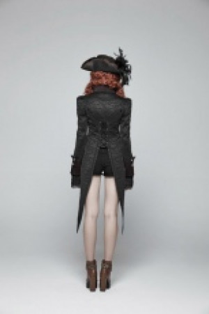 Gothic Dress Swallow Tail Coat Punk Rave WY-982LCF/BK -  