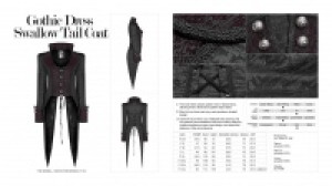  Gothic Dress Swallow Tail Coat Punk Rave WY-982LCF/BK -  