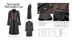  Steampunk Mid-length Coat Punk Rave WY-997XCM/BK-CO -  