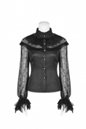  Steampunk Lace Shirt Punk Rave WY-998CCF/BK -  