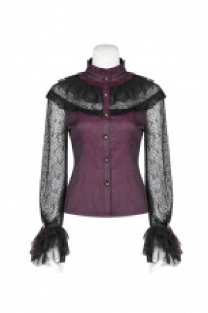  Steampunk Lace Shirt Punk Rave WY-998CCF/RD -  