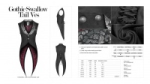  Gothic Swallow Tail Vest Punk Rave WY-1001MJM/BK -  