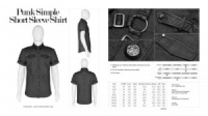  Punk Simple Short Sleeve Shirt Punk Rave WY-1006CDM/BK -  