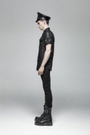  Punk Simple Short Sleeve Shirt Punk Rave WY-1006CDM/BK -  