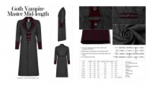  Goth Vampire Master Mid-length Punk Rave WY-1010XCM/BK-RD -  