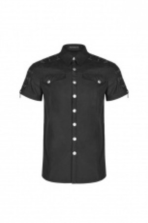  Steampunk Short Sleeve Shirt Punk Rave WY-1012CDM/BK -  