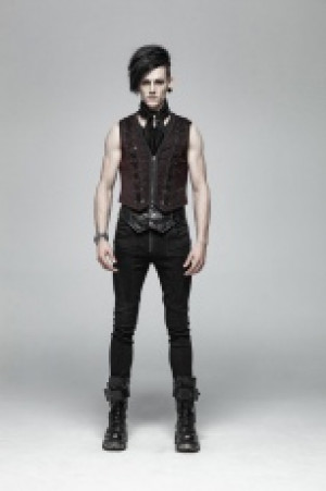  Goth Black and Red Vest Punk Rave WY-1014MJM/BK-RD -  