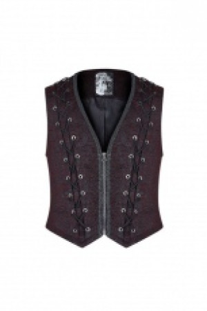  Goth Black and Red Vest Punk Rave WY-1014MJM/BK-RD -  