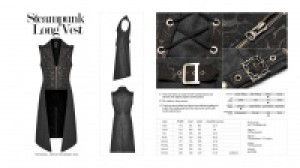  Steampunk Long Vest Punk Rave WY-1016MJM/BK -  