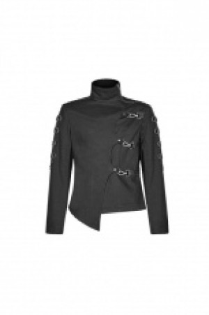  Punk Asymmetric Short Coat Punk Rave WY-1017XDM/BK -  