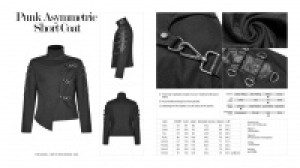  Punk Asymmetric Short Coat Punk Rave WY-1017XDM/BK -  