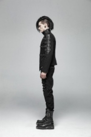  Punk Asymmetric Short Coat Punk Rave WY-1017XDM/BK -  
