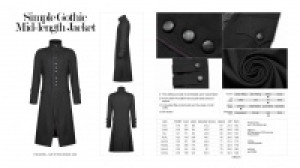  Simple Gothic Mid-length Jacket Punk Rave WY-1021XCM/BK -  