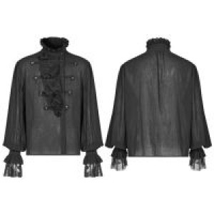  Gothic Partial Placket Lotus Leaf Loose Shirt Punk Rave WY-1031CCM/BK -  