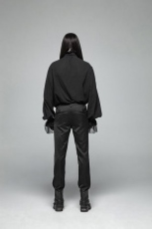  Gothic Partial Placket Lotus Leaf Loose Shirt Punk Rave WY-1031CCM/BK -  