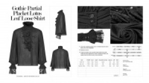  Gothic Partial Placket Lotus Leaf Loose Shirt Punk Rave WY-1031CCM/BK -  