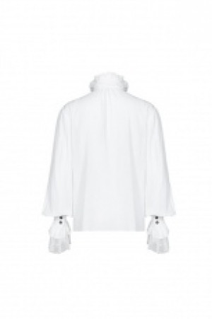  Gothic Partial Placket Lotus Leaf Loose Shirt Punk Rave WY-1031CCM/WH -  