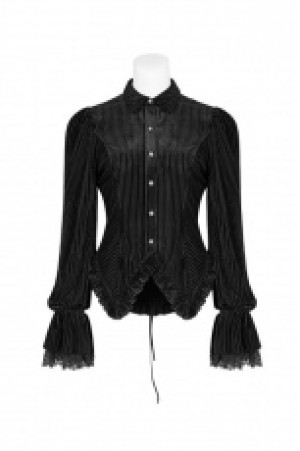  Gothic Dark-Grain Velvet Shirt Punk Rave WY-1041CCF/BK -  