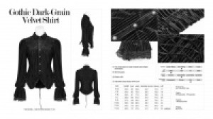  Gothic Dark-Grain Velvet Shirt Punk Rave WY-1041CCF/BK -  