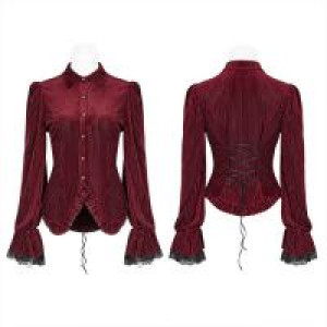  Gothic Dark-Grain Velvet Shirt Punk Rave WY-1041CCF/RD -  