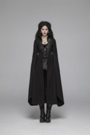  Gothic Woolen Long Coat Punk Rave WY-1044LCF/BK -  