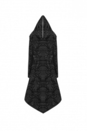  Gothic Pattern Medium Long Coat Punk Rave WY-1054MCF/BK -  